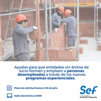 Convocatoria programas experienciales de empleo y formación.